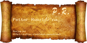 Petter Ruszlána névjegykártya